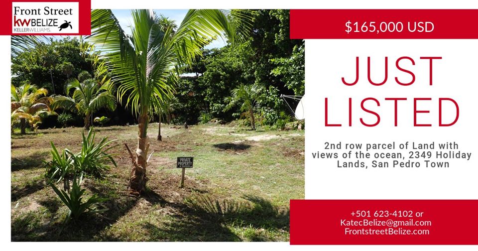 Just listed! Lot one row from beach and 2.5 miles south of San Pedro Town center.